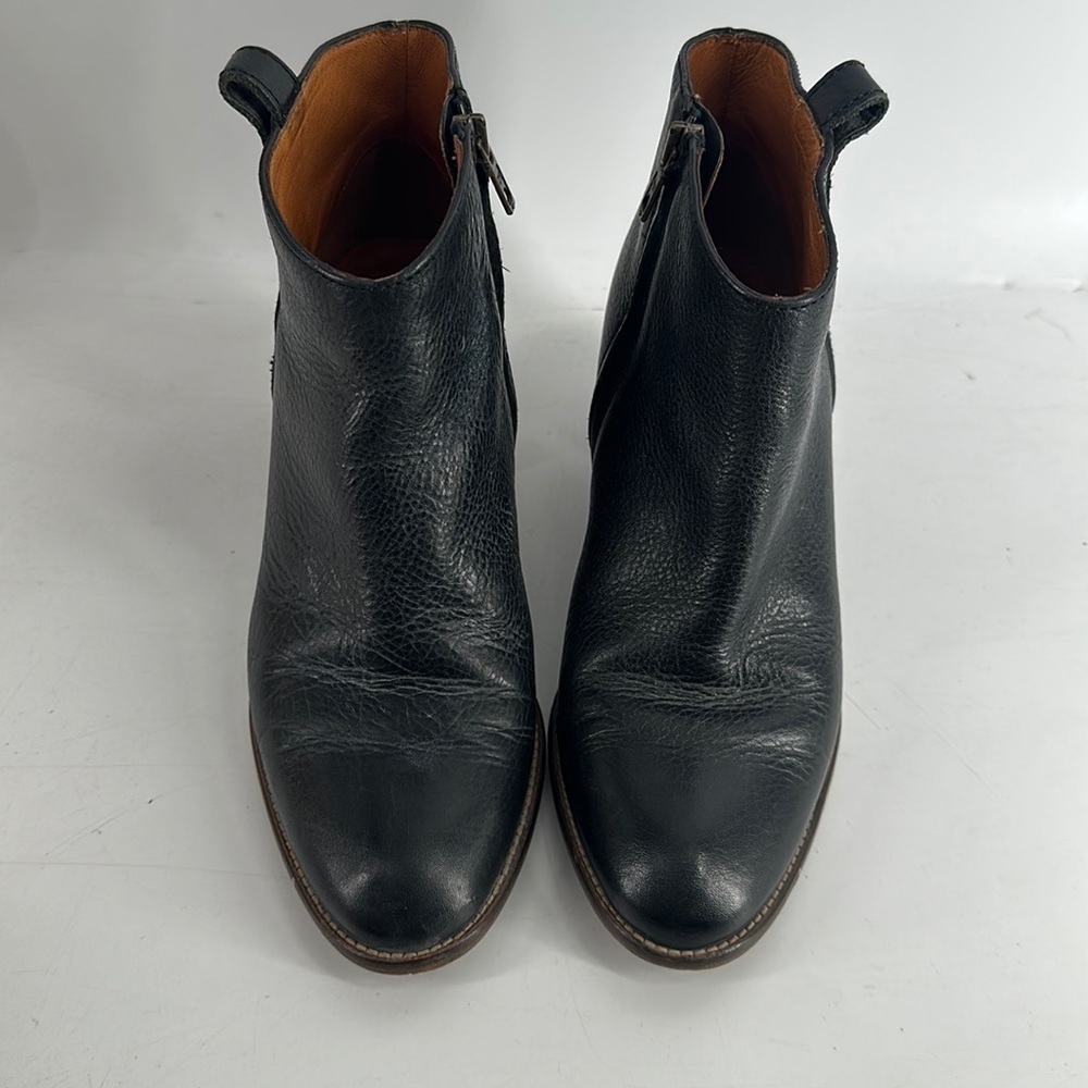Madewell The Billie Boot black bootie Italian leather stacked heel sz 7 - Picture 5 of 12